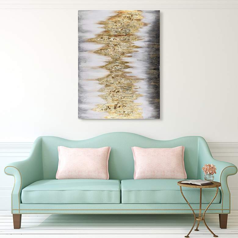 Image 1 Gold Frequency 40 inch Wide Textured Metallic Canvas Wall Art in scene
