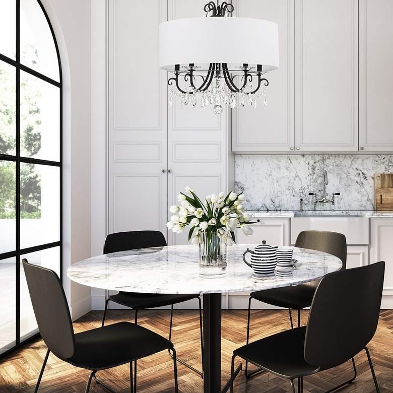 Image 1 Othello 24" Wide Matte Black Crystal 5-Light Chandelier in scene