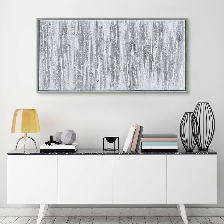 Image 1 Silver Frequency 48" High Metallic Framed Canvas Wall Art in scene