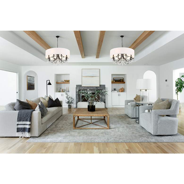 Image 1 Othello 32" Wide Matte Black Crystal 8-Light Chandelier in scene
