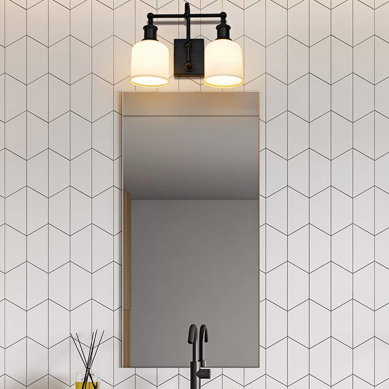 Image 1 Bryant 12 1/4" High Matte Black 2-Light Wall Sconce in scene