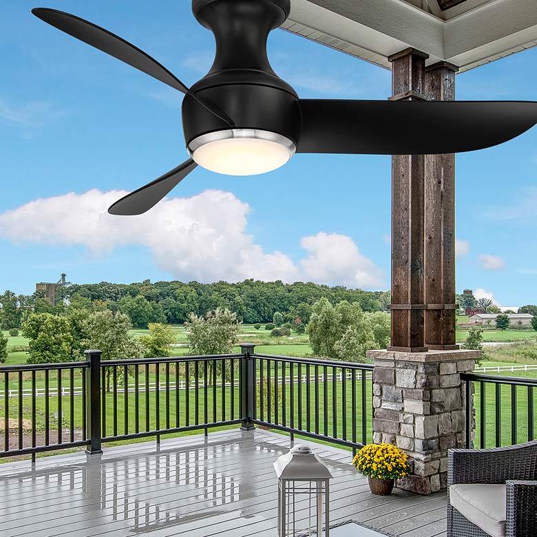 Image 1 52" Modern Forms Corona Black Nickel Wet LED Smart Hugger Fan in scene