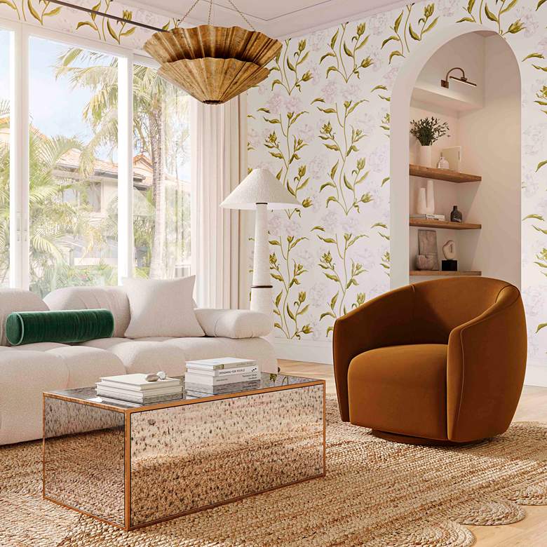 Image 1 Jordan Cognac Velvet Swivel Armchair in scene