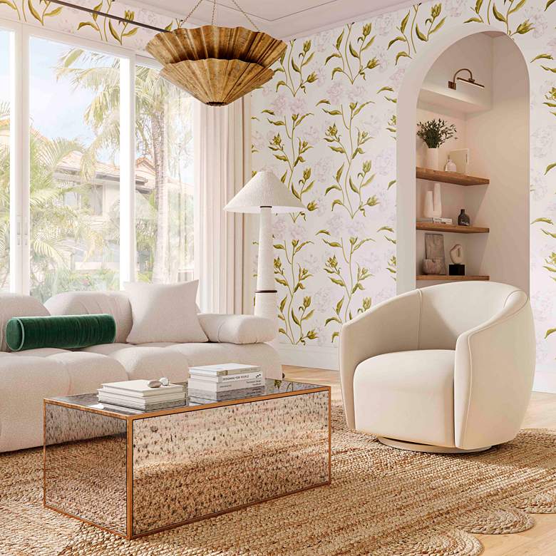 Image 1 Jordan Cream Velvet Swivel Armchair in scene