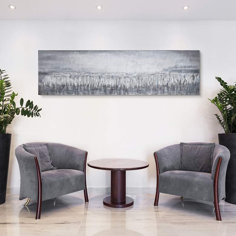 Image 1 Silver Dust 72" Wide Textured Metallic Canvas Wall Art in scene