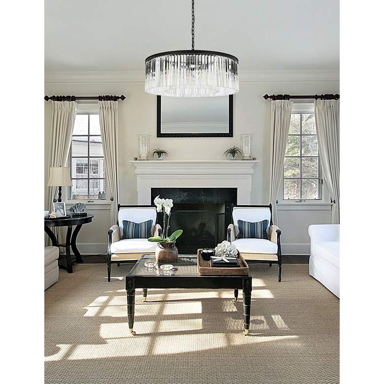 Image 1 Sydney 43 1/2 inch Wide Matte Black Crystal 10-Light Chandelier in scene