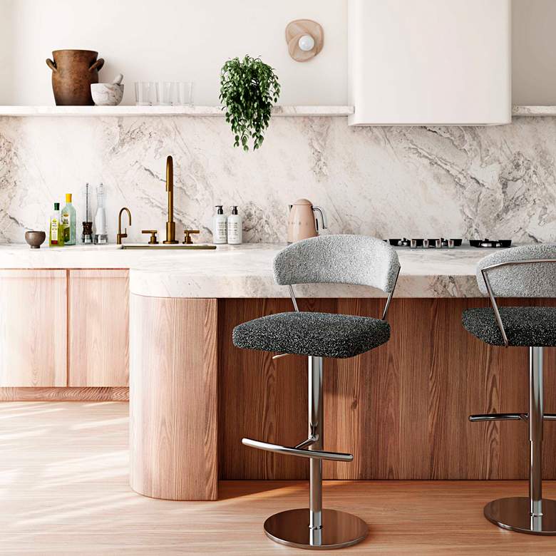 Image 1 TOV Cosmo Adjustable Height Black and Gray Boucle Modern Bar Stool in scene