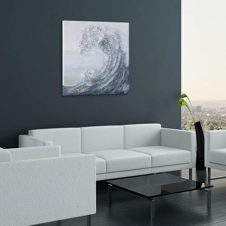 Image 1 Crystal Wave 36" Square Textured Metallic Canvas Wall Art in scene