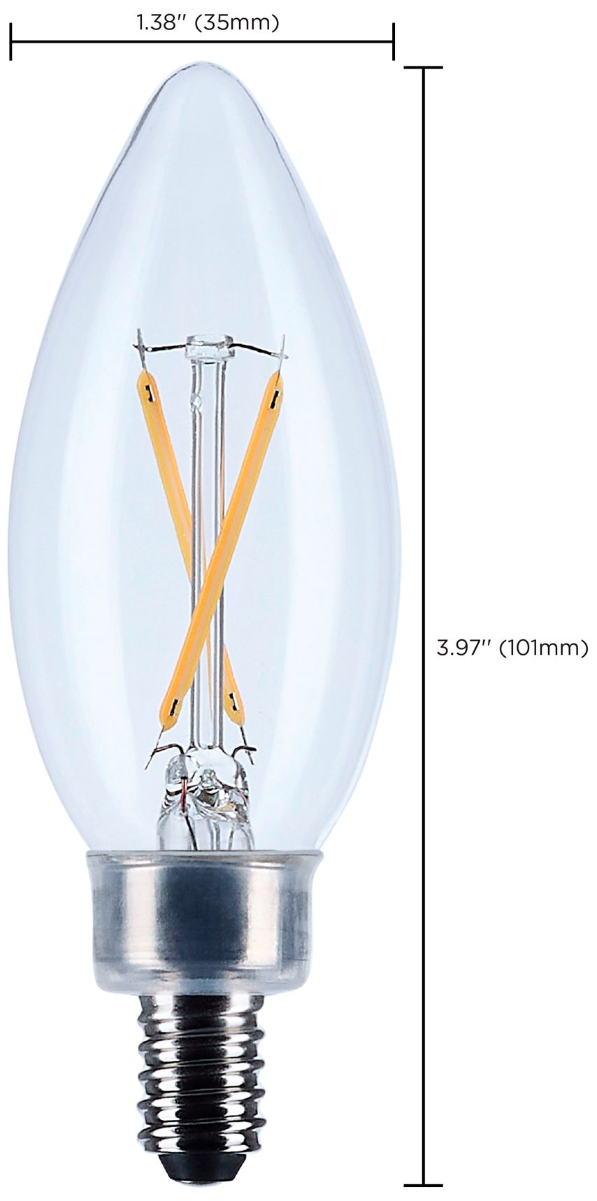 25W Equivalent 3W Dimmable LED Filament B11 Bulb by Satco