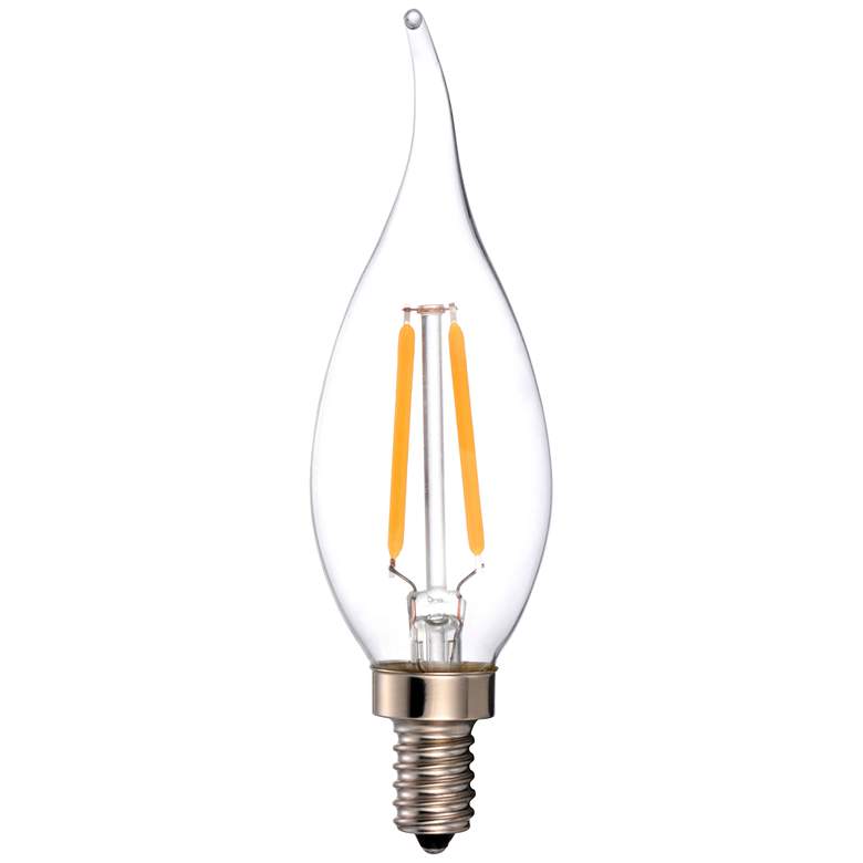 Image 1 25W Equivalent Clear 2W LED Dimmable Candelabra Flame Tip