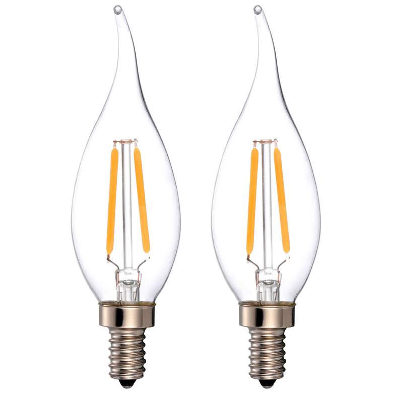Image 1 25W Equivalent Clear 2W LED Dimmable E12 Flame Bulb 2-Pack