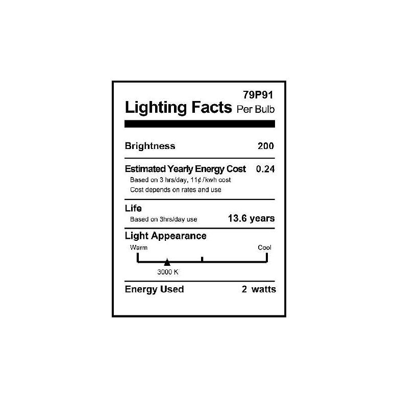 Image 2 25W Equivalent Clear 2W LED Dimmable E12 Flame Bulb 2-Pack more views