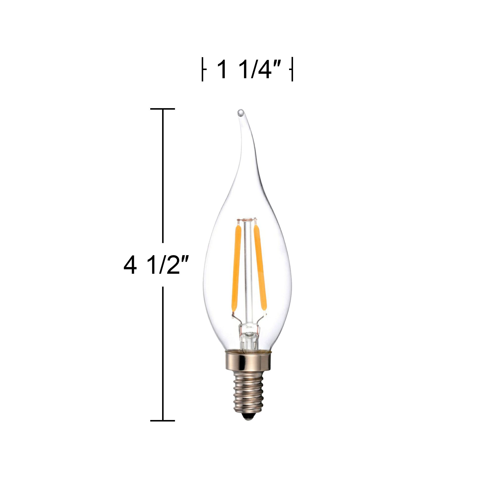 Image 3 25W Equivalent Clear 2W LED Dimmable E12 Flame Bulb 2-Pack more views