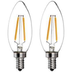 25W Equivalent LED Filament 2W Candelabra Bulbs - 2 Pack