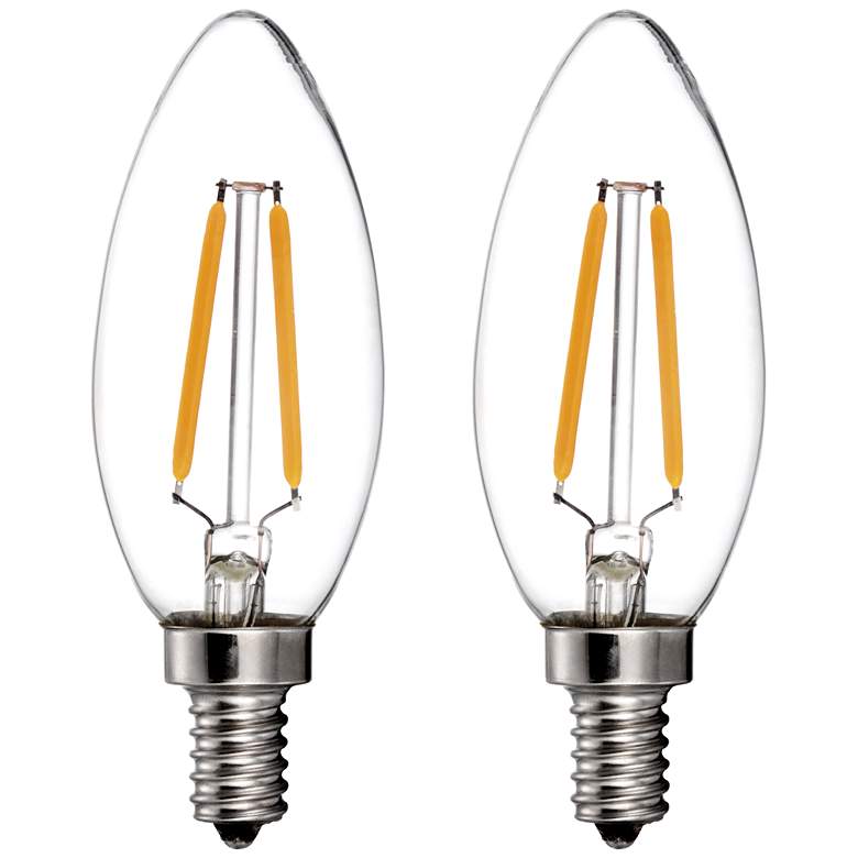 Image 1 25W Equivalent LED Filament 2W Candelabra Bulbs - 2 Pack