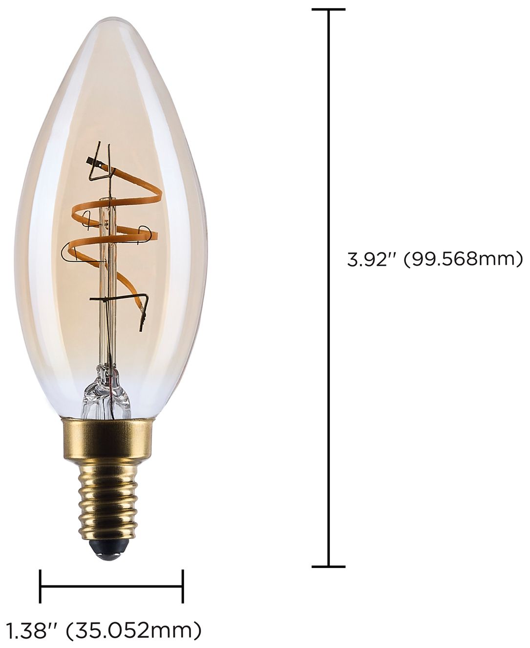 25W Equivalent Satco 3.5W 2000K Amber Glass LED Candelabra C11 Bulb