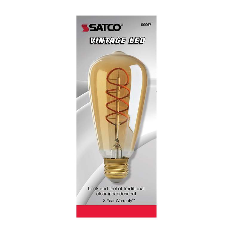 Image 3 25W Equivalent Satco Amber 4.5W LED Dimmable Standard Bulb more views