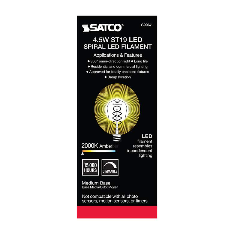 Image 4 25W Equivalent Satco Amber 4.5W LED Dimmable Standard Bulb more views