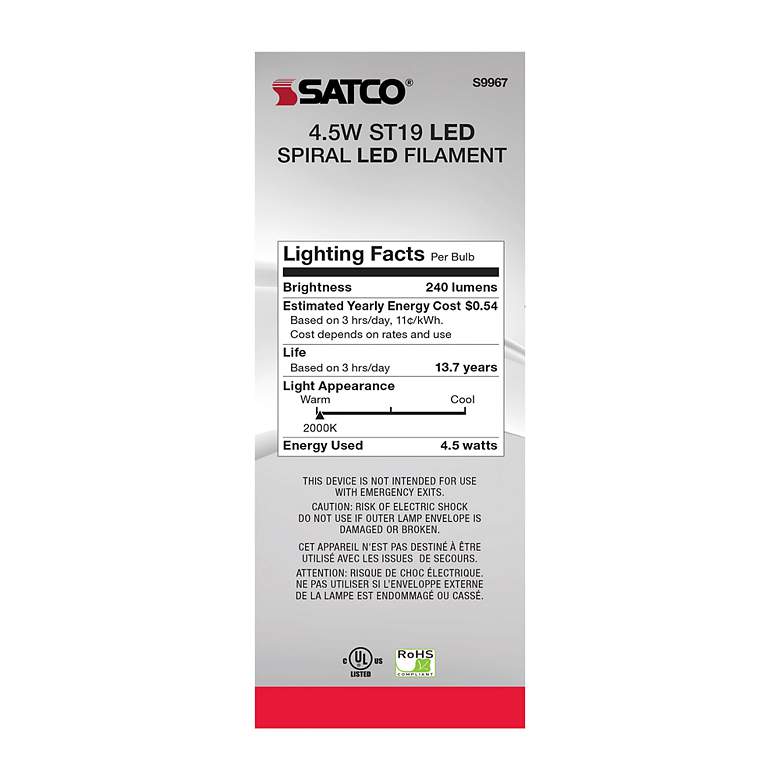 Image 7 25W Equivalent Satco Amber 4.5W LED Dimmable Standard Bulb more views