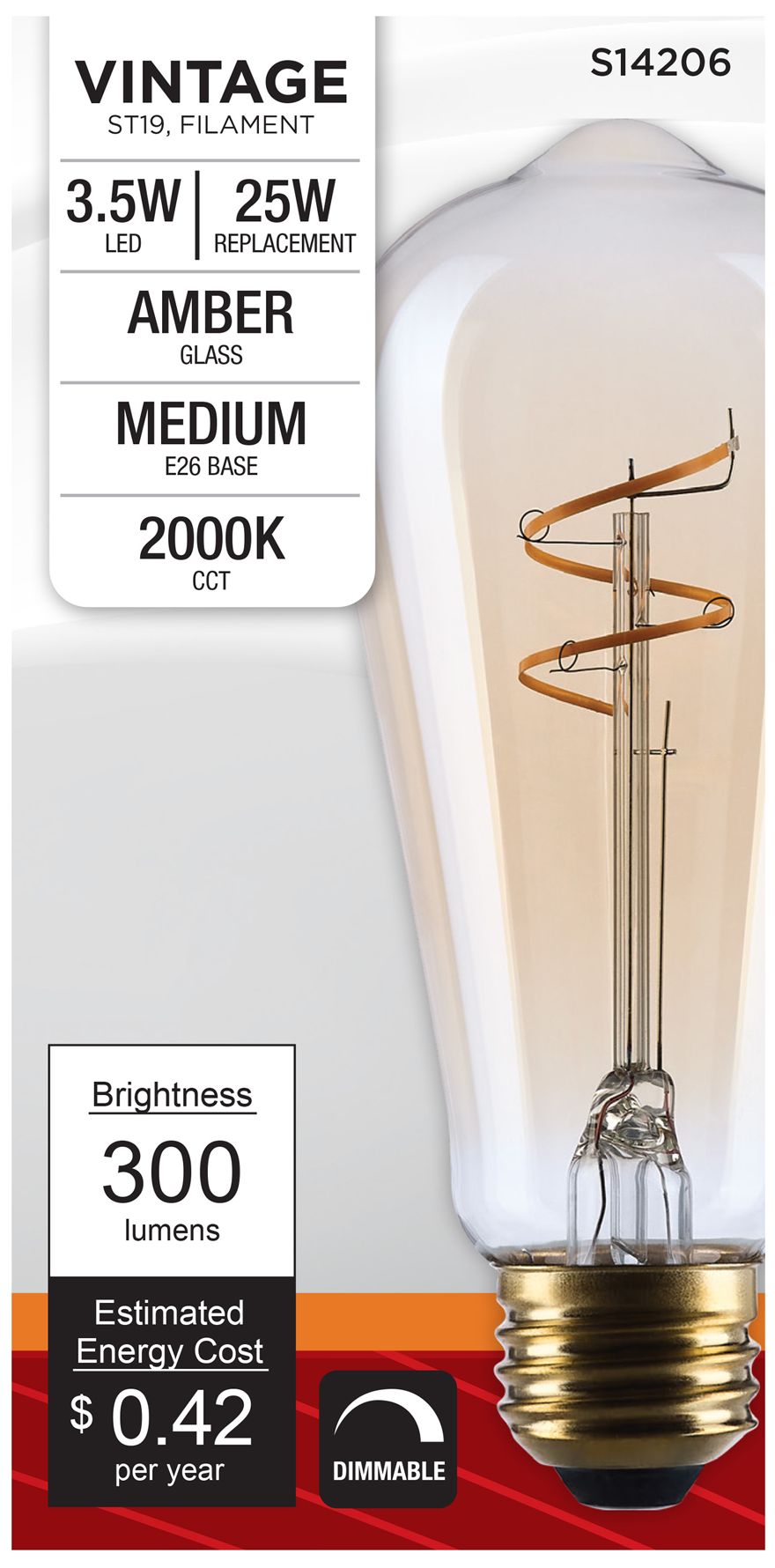 Image 4 25W Equivalent Satco Clear 3.5W 2000K LED Dimmable E26 ST19 more views