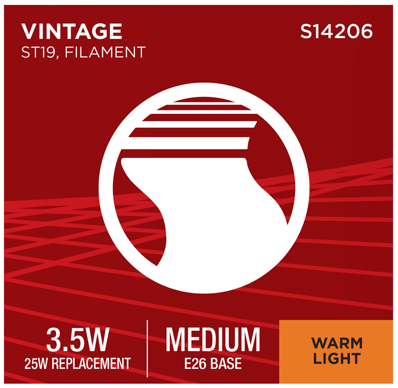 25W Equivalent Satco Clear 3.5W 2000K LED Dimmable E26 ST19