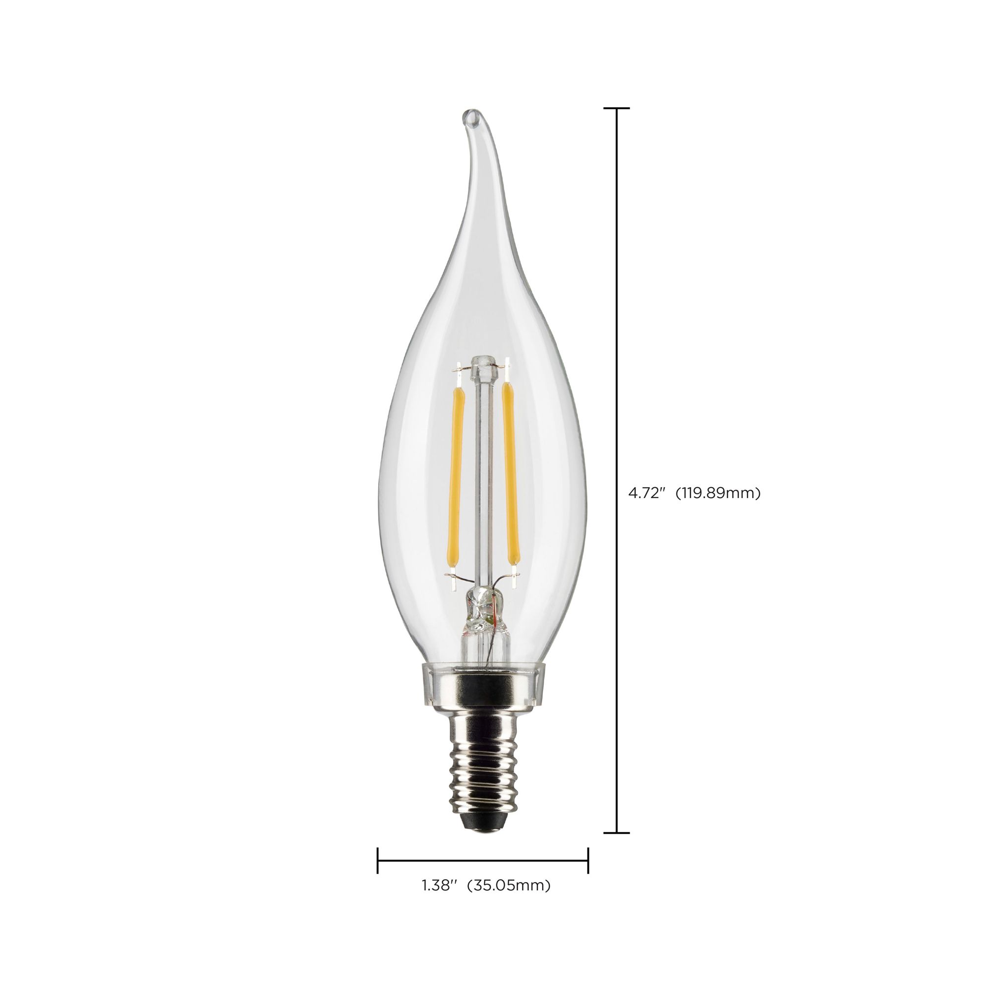 25W Equivalent Satco Clear 3W LED Dimmable Candelabra Bulb in scene