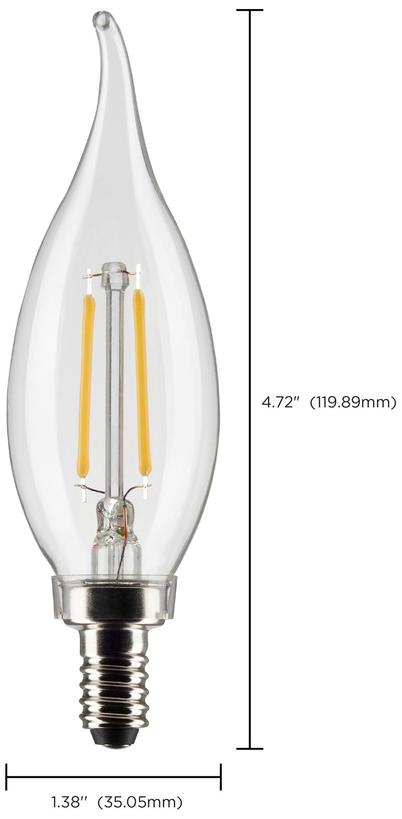 25W Equivalent Satco Clear 3W LED Dimmable Candelabra CA10 6-Pack