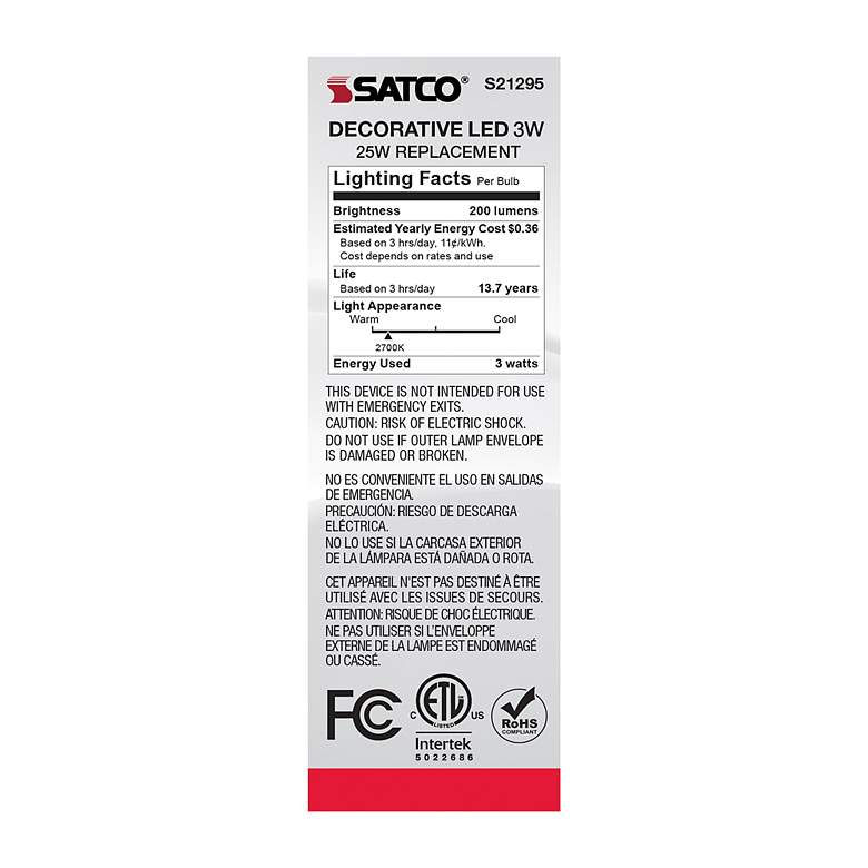Image 6 25W Equivalent Satco Frost 3W LED Dimmable Candelabra Bulb more views