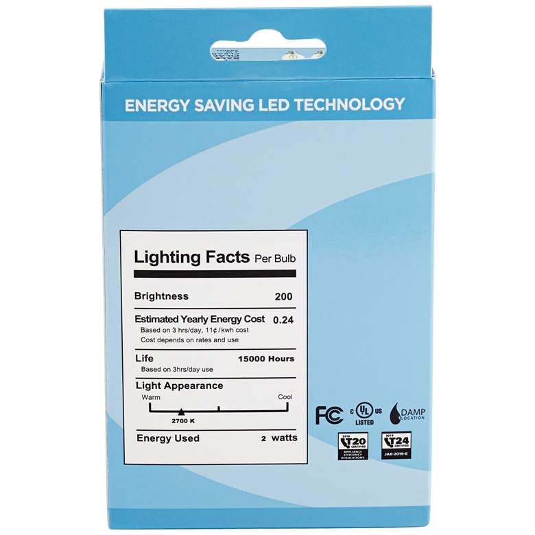 Image 3 25W Equivalent Tesler 2W LED Dimmable Filament E12 2-Pack more views