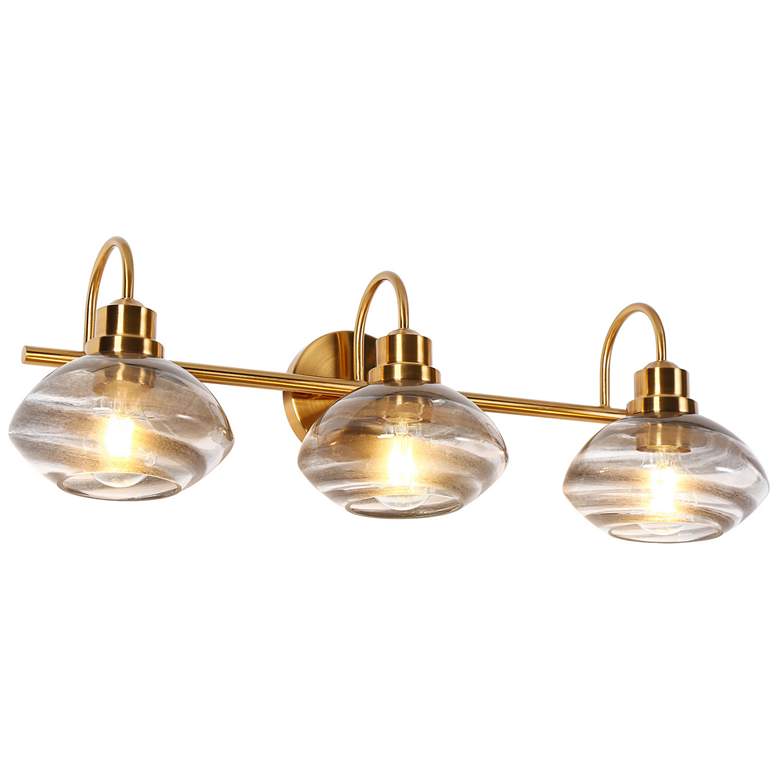 Image 1 26.3"W Polished Brass Gold 3-Light Bath Vanity Light