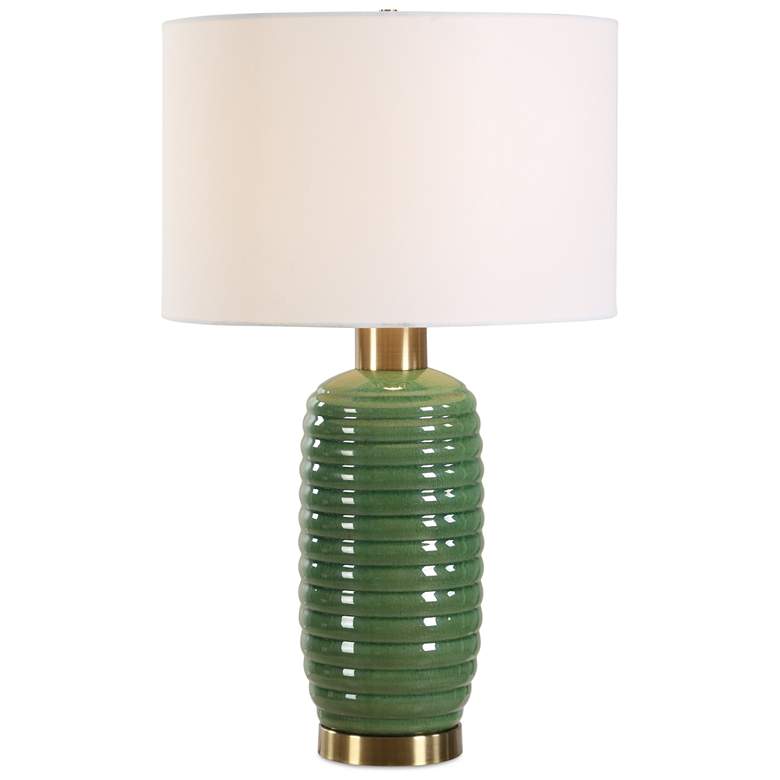 Image 2 26 1/2" High Olive Green Ceramic Table lamp