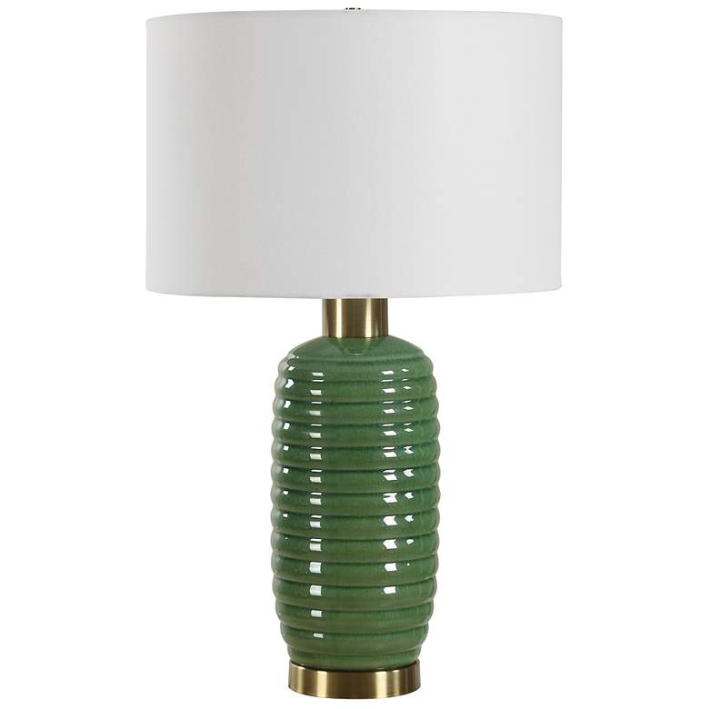 Image 5 26 1/2" High Olive Green Ceramic Table lamp more views