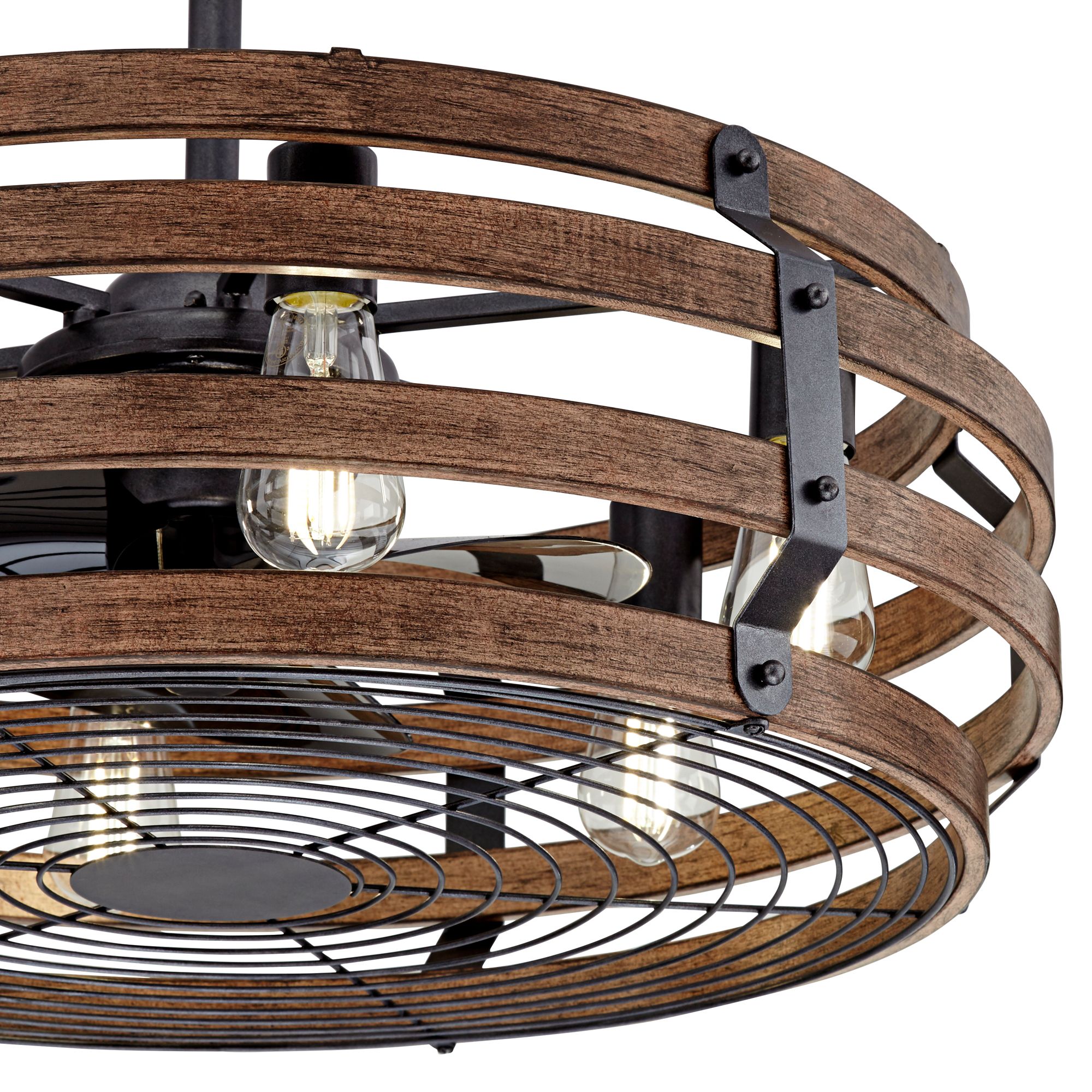 26" Casa Vieja Tundra Wood Finish LED Ceiling Fan with Remote Control