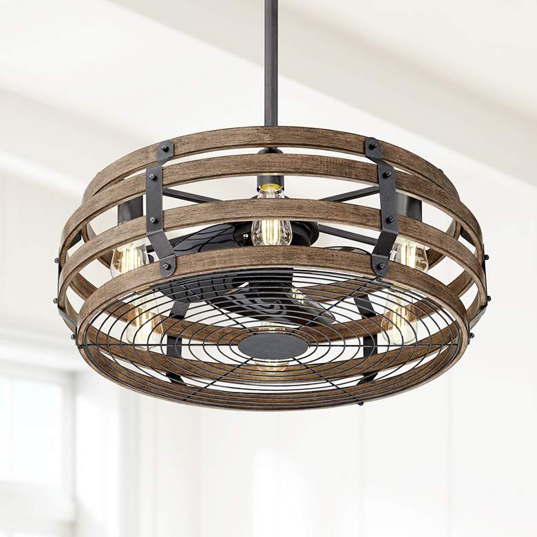 Image 1 26" Casa Vieja Tundra Wood Finish LED Fandelier with Remote Control