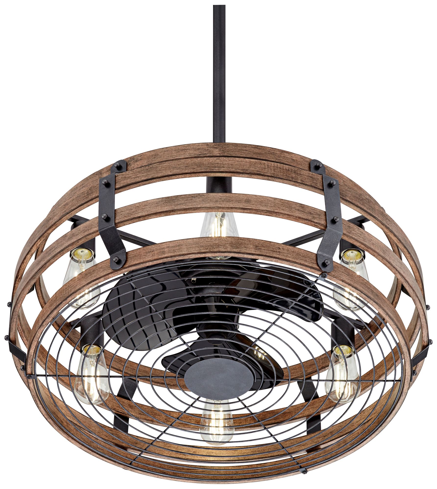 26" Casa Vieja Tundra Wood Finish LED Fandelier with Remote Control