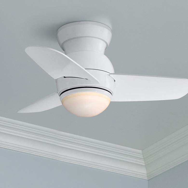 Image 1 26 inch Minka Aire Spacesaver White Hugger Ceiling Fan with Wall Control