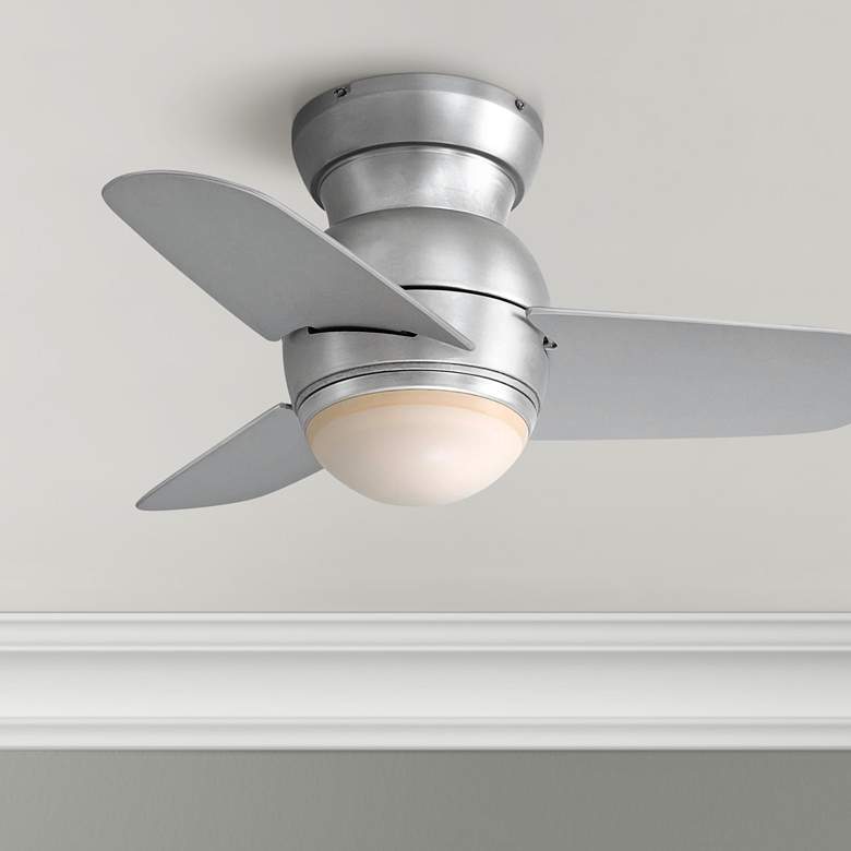 Image 1 26 inch Minka Spacesaver Brushed Steel Hugger LED Fan with Wall Control