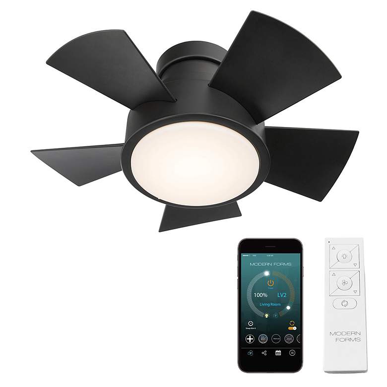 Image 4 26" Modern Forms Vox Matte Black 3500K Smart Hugger Ceiling Fan more views