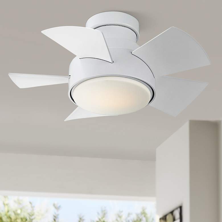 Image 1 26 inch Modern Forms Vox Matte White LED Wet Hugger Smart Ceiling Fan