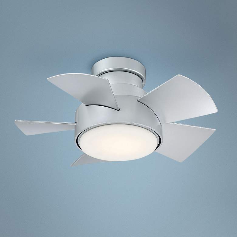 Image 1 26" Modern Forms Vox Titanium Silver LED Wet Rated Hugger Smart Fan