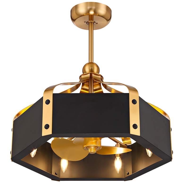 Image 6 26" Savoy House Sheffield Black and Brass LED Fandelier with Remote more views