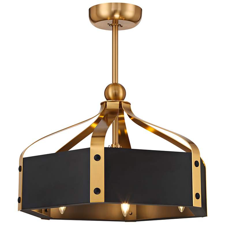 Image 7 26" Savoy House Sheffield Black and Brass LED Fandelier with Remote more views
