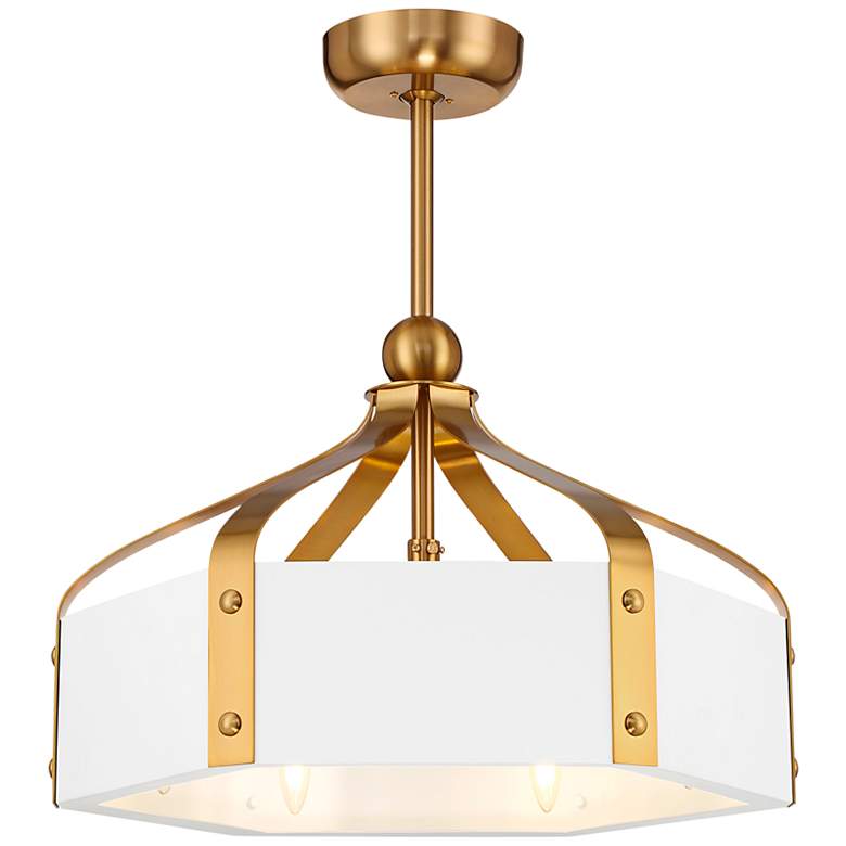 Image 2 26" Savoy House Sheffield White and Brass LED Fandelier with Remote