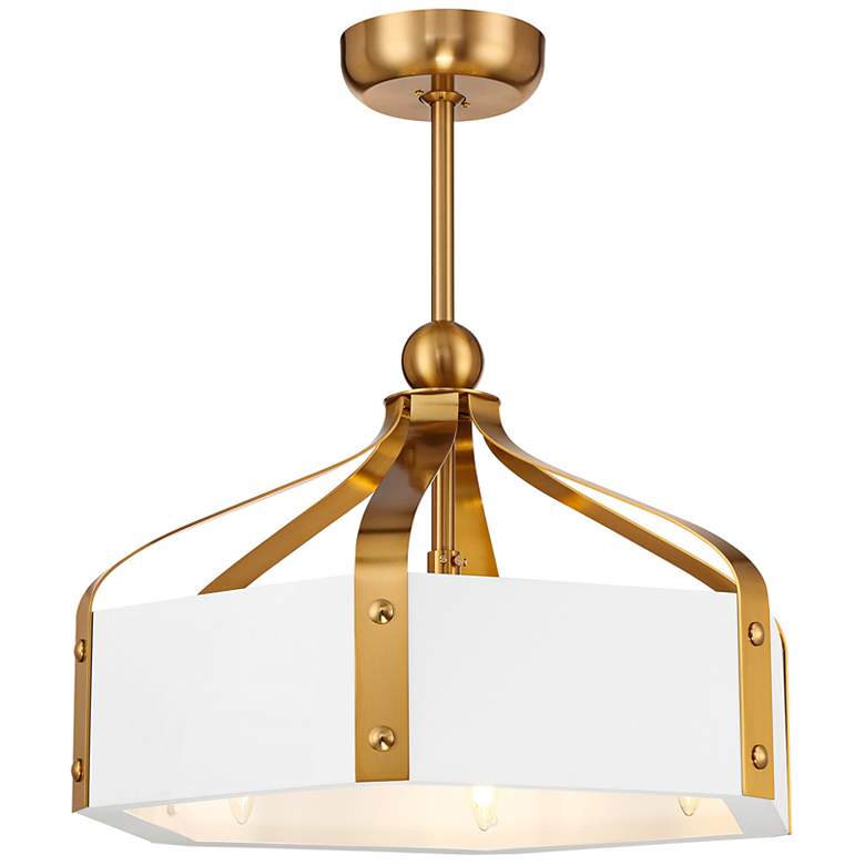 Image 4 26" Savoy House Sheffield White and Brass LED Fandelier with Remote more views