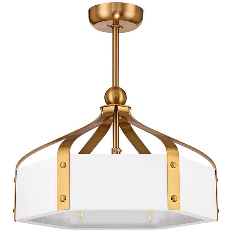 Image 5 26" Savoy House Sheffield White and Brass LED Fandelier with Remote more views