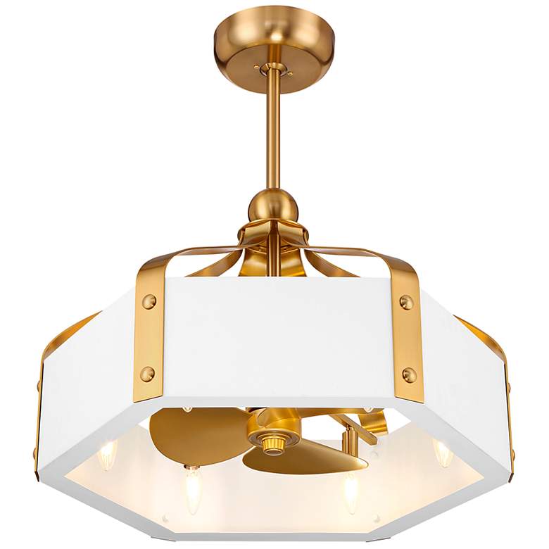 Image 7 26" Savoy House Sheffield White and Brass LED Fandelier with Remote more views