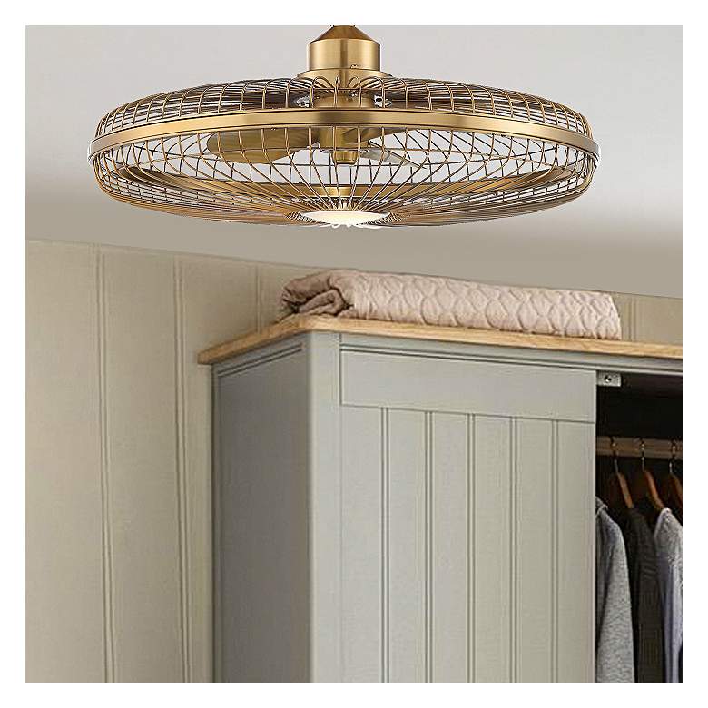 Image 2 26" Savoy House Wetherby Warm Brass LED Fan D'Lier with Remote