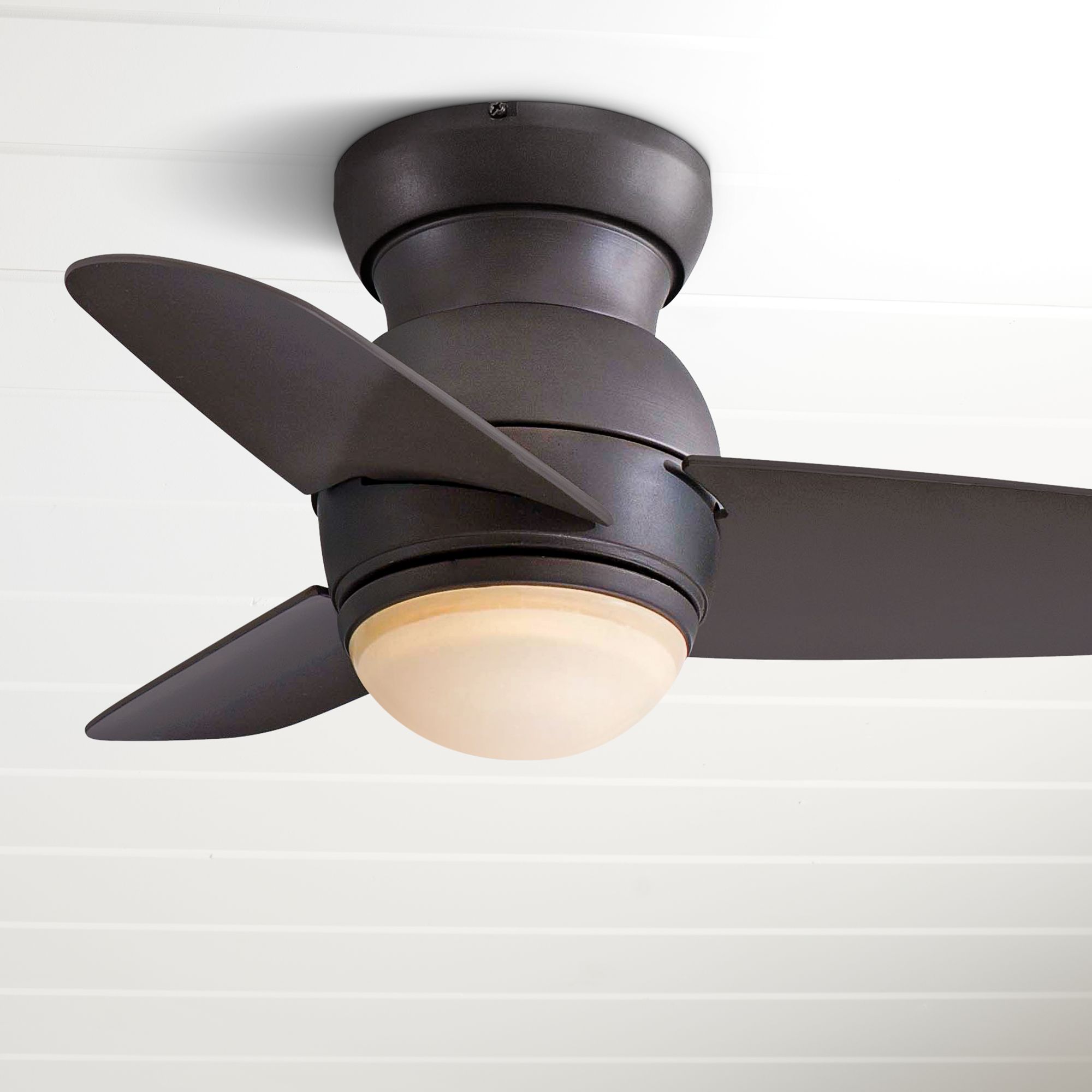 Bronze Hugger Ceiling Fan With Light | Shelly Lighting
