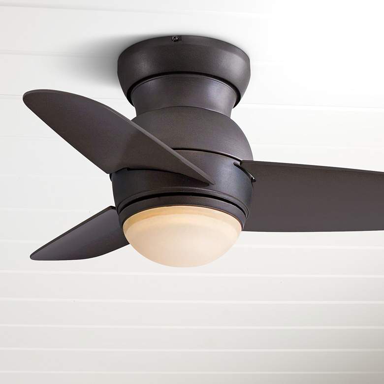 Image 1 26 inch Spacesaver Bronze LED Hugger Ceiling Fan with Wall Control