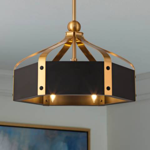 Savoy House Sheffield 26" Black & Brass LED Fandelier
